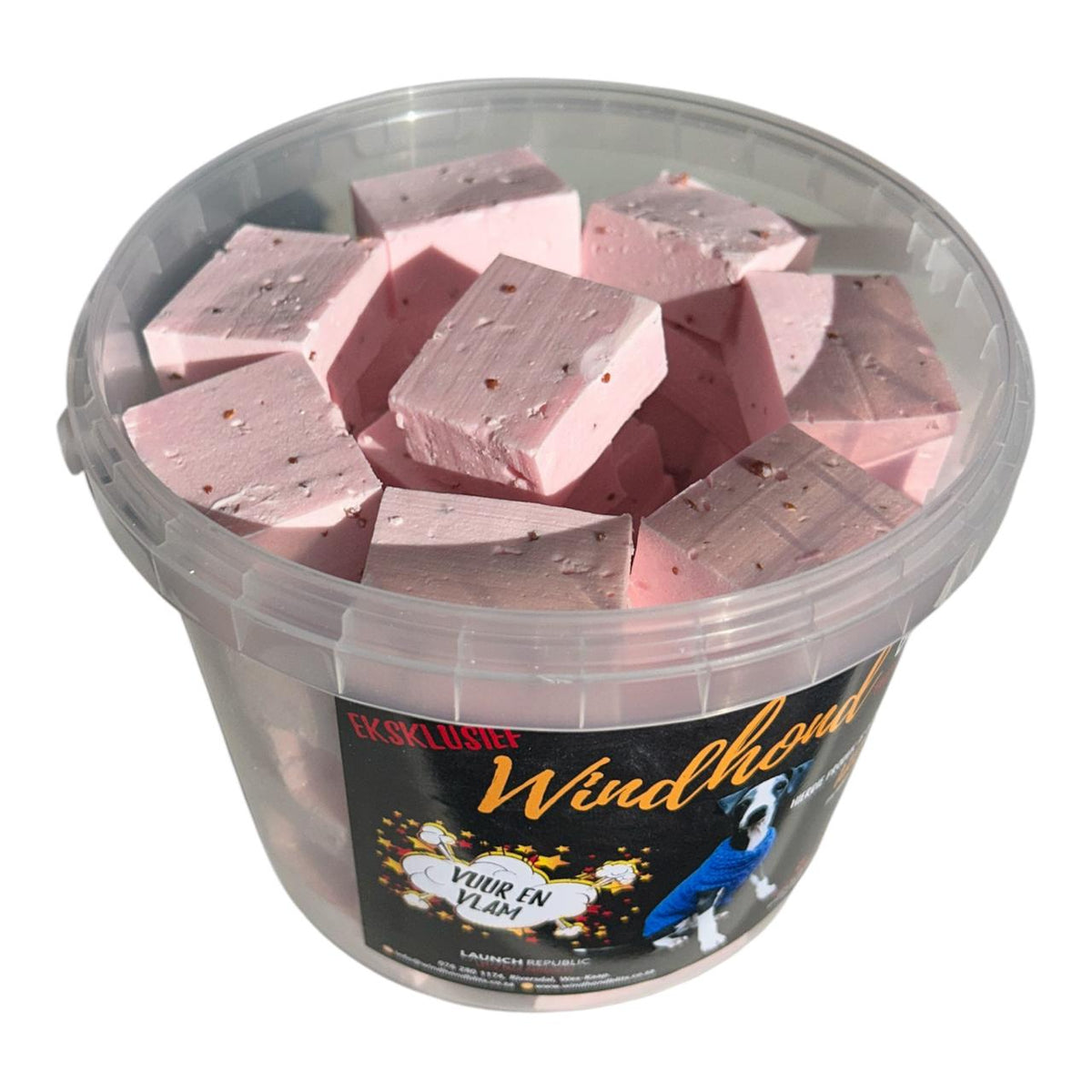 Windhond Blits Pink 2.5L Firelighters Bucket used to light a braai fire