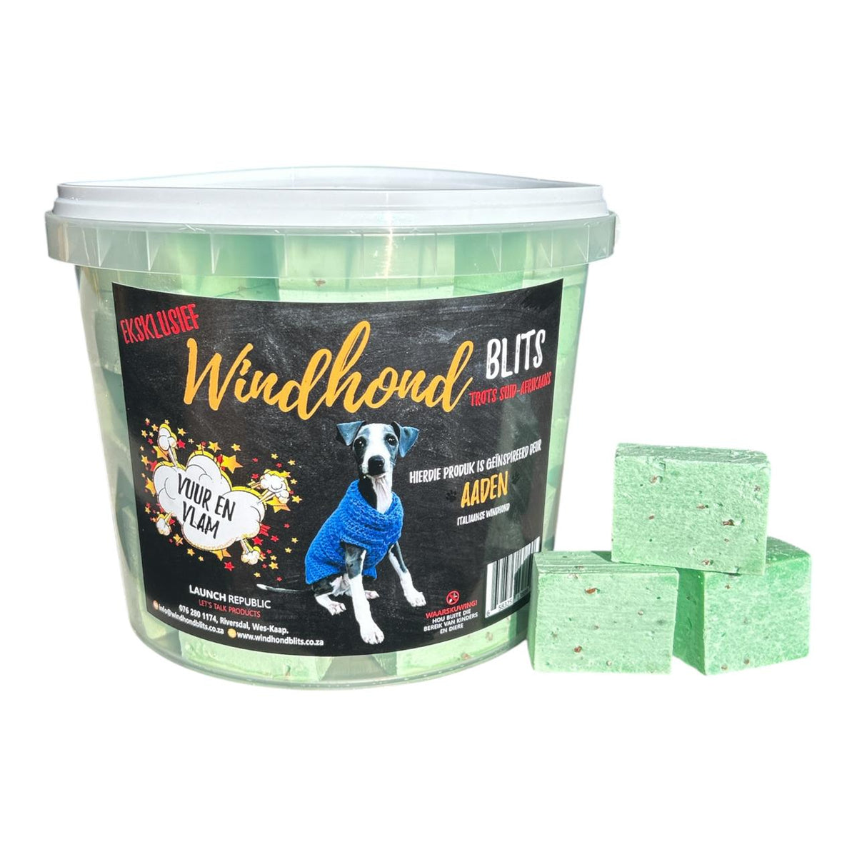 Green 2.5L Windhond Blits Firelighters Bucket with 44 ready-to-burn firelighter cubes
